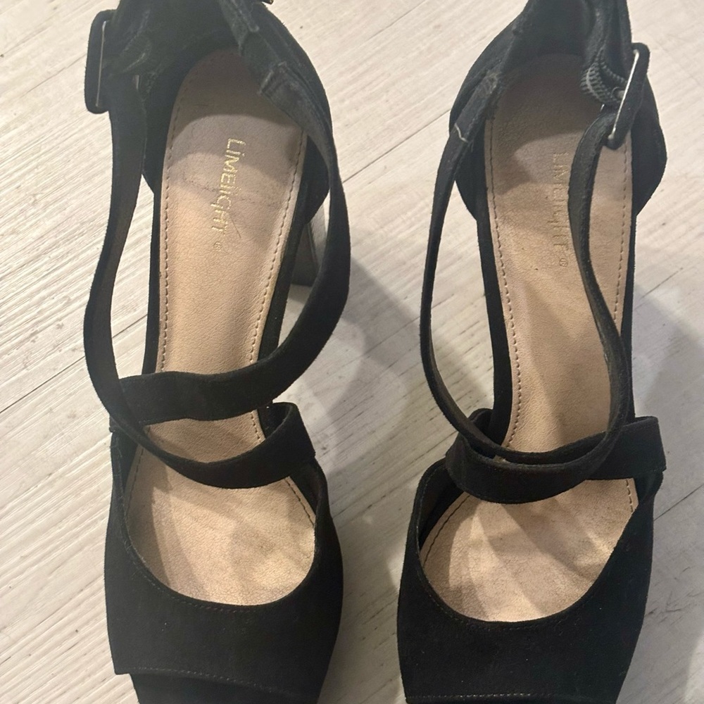 Limelight Black Heels with Double Strap Design